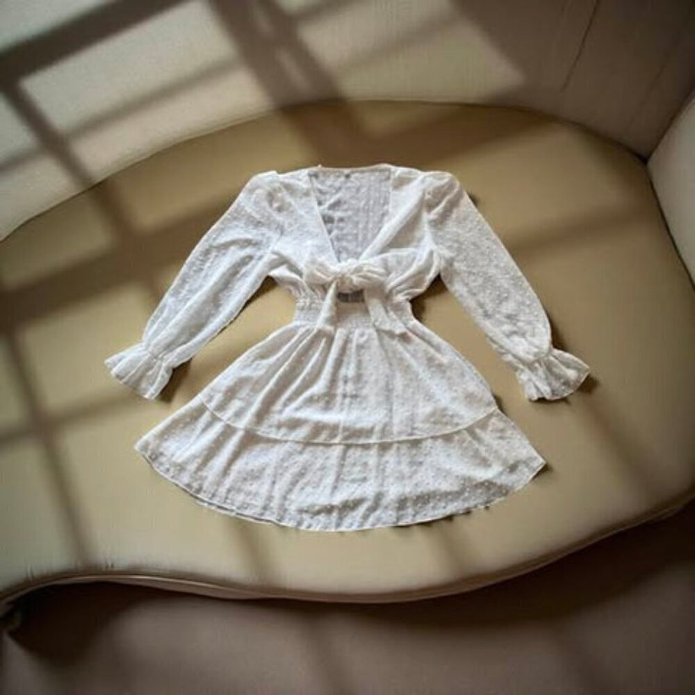 WHITE RUFFLE DRESS - Picture 3 of 4